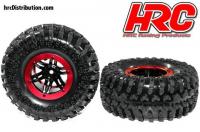 Tires - 1/10 Crawler - mounted - Black/Red Wheels - 12mm Hex - 2.2" - HRC Crawler XL (4 pcs)