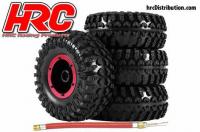 Tires - 1/10 Crawler - mounted - Black/Red Wheels - 12mm Hex - 2.2" - HRC Crawler XL (4 pcs)