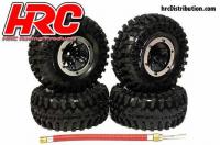 Tires - 1/10 Crawler - mounted - Black/Silver Wheels - 12mm Hex - 2.2" - HRC Crawler XL (4 pcs)