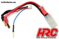 Charge & Drive Lead - 5mm Plug to Tamiya & Balancer Battery Plug with Polarity Check LED - Gold