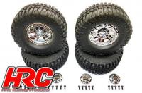 Tires - 1/10 Crawler - 1.9" - mounted - Chrome Silver Wheels - Mud Country (4 pcs)