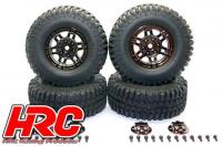 Tires - 1/10 Crawler - 1.9" - mounted - Chrome Gunmetal Wheels - Mud Country (4 pcs)