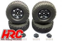 Tires - 1/10 Crawler - 1.9" - mounted - Black Wheels - Mud Country (4 pcs)