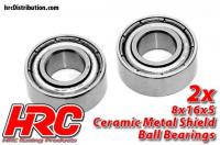 Ball Bearings - metric -  8x16x5mm  - Ceramic (2 pcs)