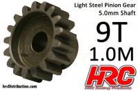 Pinion Gear - 1.0M / 5mm Shaft - Steel - Light -  9T