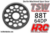 Spur Gear - 64DP - Low Friction Machined Delrin - Ultra Light - 88T