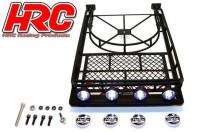 Parti di carrozzeria - 1/10 Accessory - Scale - Portapacchi largi per Crawler - con fari LEDs - Nero 250x150mm