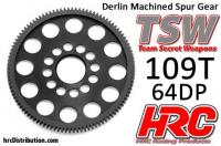Spur Gear - 64DP - Low Friction Machined Delrin - Ultra Light - 109T