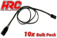 Servo Extension Cable - Male/Female - JR type - 60cm Long - Black/Black/Black - BULK 10 pcs-22AWG
