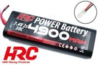 Battery - LiPo 2S - 7.4V 4900mAh 30C - RC Car - Rounded Hard Case - Tamiya 138.5x46.5x25mm