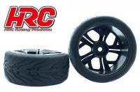 Tires - 1/10 Touring - mounted - Inferno Gunmetal Wheels - 12mm hex - HRC Street Devil 26mm(2 pcs)