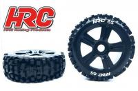 Tires - 1/8 Buggy - mounted - Black Wheels - 17mm Hex - Bulldog 6S (2 pcs)