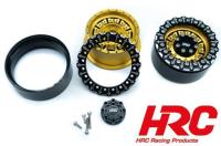 Wheels - 1/10 Crawler - 1.9" - 12mm Hex - Aluminium - Sword Beadlock - Gold/Black (4 pcs)