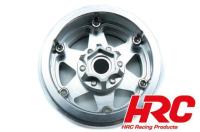 Wheels - 1/10 Crawler - 1.9" - 12mm Hex - Aluminium - Beadlock - Silver with Black Ring (4 pcs)