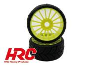 Tires - 1/8 Buggy - mounted - Yellow Wheels - 17mm Hex - Rally Game SPORT Radials (2 pcs)