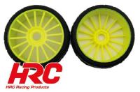 Tires - 1/8 Buggy - mounted - Yellow Wheels - 17mm Hex - Rally Game SPORT Radials (2 pcs)