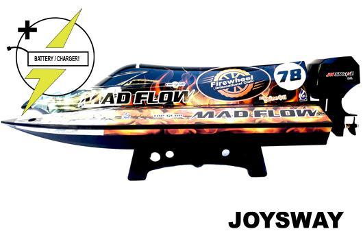 Rennboot - Elektrisch - RTR - Mad Flow V3 - BRUSHLESS - HRC COMBO 11.1V 2500mAh 40C LiPo & AC Balance Ladegerät