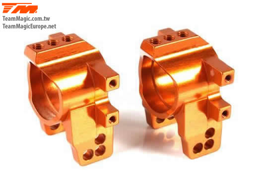 K Factory - KF2157O - Option Part - E4D-MF - Aluminum 7075 - Rear Hub Carrier - Orange (2 pcs)