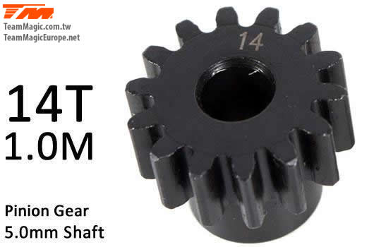 K Factory - KF6602-14 - Pinion Gear - 1.0M / 5mm Shaft - Steel - 14T