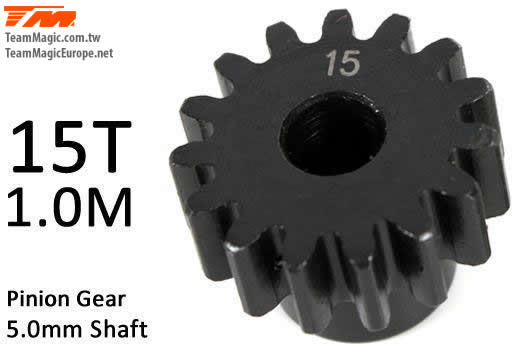 K Factory - KF6602-15 - Pinion Gear - 1.0M / 5mm Shaft - Steel - 15T