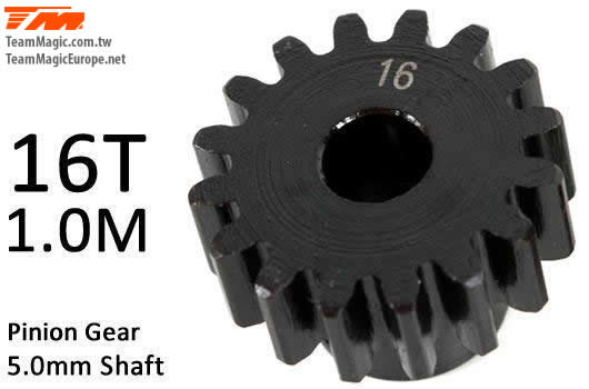 K Factory - KF6602-16 - Pinion Gear - 1.0M / 5mm Shaft - Steel - 16T