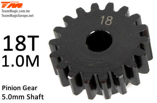 K Factory - KF6602-18 - Pinion Gear - 1.0M / 5mm Shaft - Steel - 18T