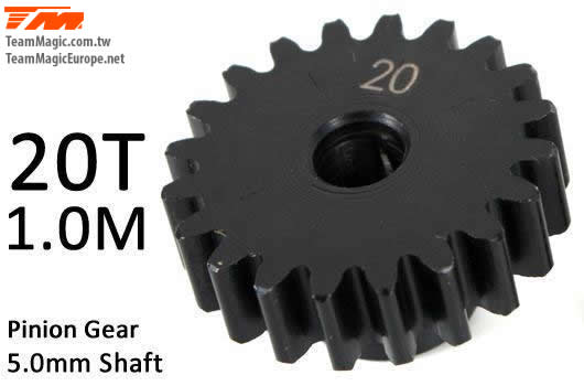 K Factory - KF6602-20 - Pinion Gear - 1.0M / 5mm Shaft - Steel - 20T