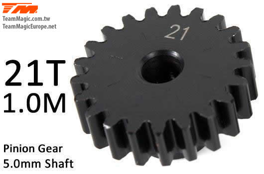 K Factory - KF6602-21 - Pinion Gear - 1.0M / 5mm Shaft - Steel - 21T