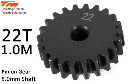 K Factory - KF6602-22 - Pinion Gear - 1.0M / 5mm Shaft - Steel - 22T