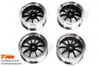 Wheels - 1/10 Drift - 10 Spoke - 12mm Hex - 1mm Offset - Baked Coating (4 pcs)