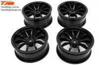 Jantes - 1/10 Drift - 10 Spoke - 12mm Hex - 1mm Offset - Black (4 pces)