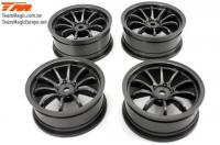 Wheels - 1/10 Drift - 10 Spoke - 12mm Hex - 1mm Offset - Metal Grey (4 pcs)