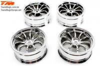 Wheels - 1/10 Drift - 10 Spoke - 12mm Hex - 1mm Offset - Silver (4 pcs)