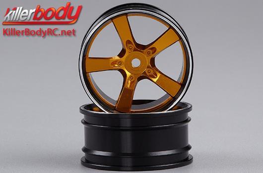 KillerBody - KBD48079GLD - Wheels - 1/10 Touring - Scale - 12mm Hex - CNC Aluminum - Camaro 2011 - Gold / Black (2 pcs)