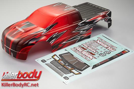 KillerBody - KBD48209 - Body - Monster Truck - Scale - Painted - Rubik - Knight-red pattern - fits Traxxas E-Maxx