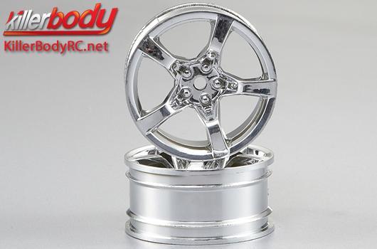 KillerBody - KBD48264 - Wheels - 1/10 Touring - Scale - 12mm Hex - 5-Spoke - 3mm offset - Silver (4 pcs)