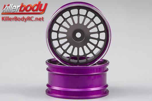 KillerBody - KBD48295SIGY - Felgen - 1/10 Touring - Scale - 12mm Hex - CNC Aluminium - Lancia Delta HF Integrale - Schwarz / Purple (2 Stk.)