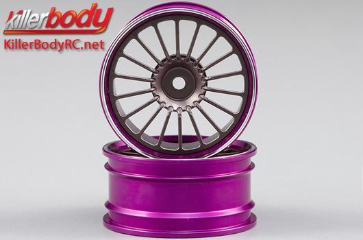 KillerBody - KBD48306SIGY - Wheels - 1/10 Touring - Scale - 12mm Hex - CNC Aluminum - Alfa Romeo TZ3 Corsa - Black / Purple (2 pcs)