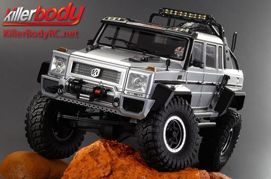 KillerBody - KBD48336 - Karosserie - 1/10 Crawler - Scale - Fertig lackiert - Box - Horri-Bull - Silber - fits Axial 2012 Jeep Wrangler