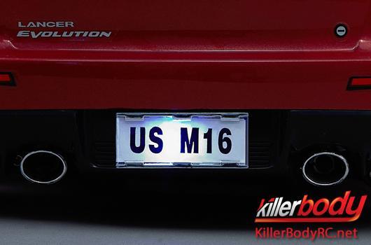 KillerBody - KBD48351 - Light Kit - 1/10 TC/Drift - Scale - LED - Number Plate with LED Unit Set