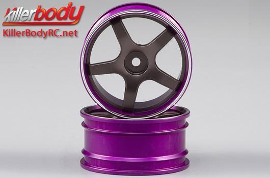 KillerBody - KBD48354SIGY - Wheels - 1/10 Touring - Scale - 12mm Hex - CNC Aluminum - Black / Purple (2 pcs)