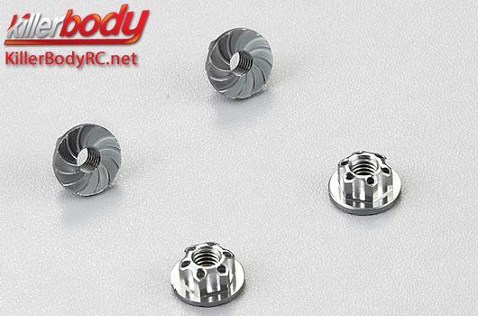 KillerBody - KBD48365GY - Wheel Nuts - M4 serrated flanged - Aluminum - Gunmetal (4 pcs)
