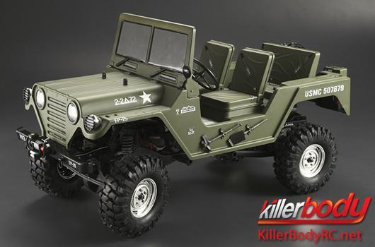 KillerBody - KBD48446 - Body - 1/10 Crawler - Scale - Finished - Box - Warrior - Mat Military Green - fits Axial SCX10 Chassis