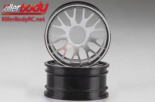 KillerBody - KBD48489SIL - Wheels - 1/10 Touring - Scale - 12mm Hex - CNC Aluminum - BBS Type - Silver / Black (2 pcs)
