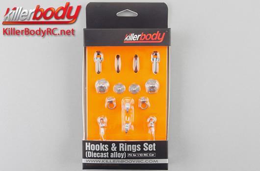 KillerBody - KBD48350 - Pièces de carrosserie - Accessoires 1/10 - Scale - Crochets et bloucles Set (alliage) - Silver