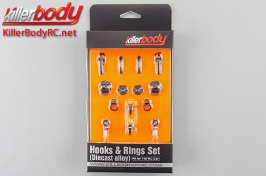 KillerBody - KBD48361 - Body Parts - 1/10 Accessory - Scale - Hooks & Rings Set (Diecast alloy) - Black