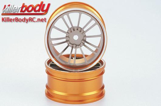 KillerBody - KBD48589SIGY - Jantes - 1/10 Touring - Scale - 12mm Hex - CNC Aluminium - Alfa Romeo Giulietta (2010) - Gunmetal / Gold (2 pces)