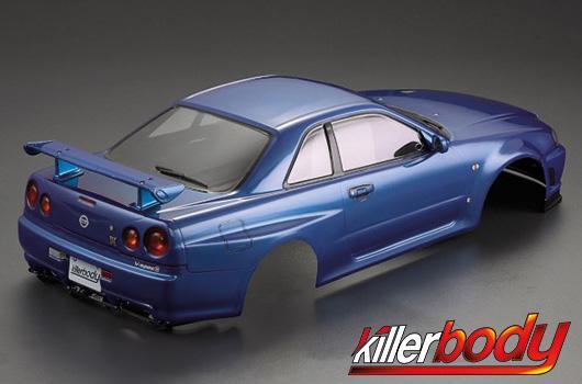 KillerBody - KBD48716 - Body - 1/10 Touring / Drift - 195mm - Painted - Nissan Skyline R34  Metallic Blue RTU