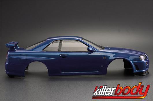KillerBody - KBD48716 - Body - 1/10 Touring / Drift - 195mm - Painted - Nissan Skyline R34  Metallic Blue RTU