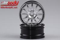 Wheels - 1/10 Touring - Scale - 12mm Hex - CNC Aluminum - Mitsubishi Lancer Evolution X - Silver / Black (2 pcs)